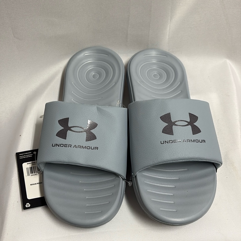 Under Armour Ansa Graphic Logo Slide Sandal Mod Gray Size 10 NWT - Picture 1 of 7